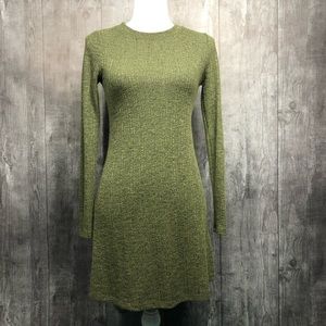 TopShop Olive Green Pullover Ribbed Sweater Dress